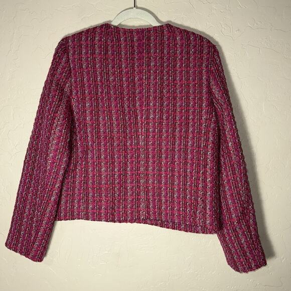J. Crew Tweed lady jacket pink gold button front size 14. - Picture 8 of 9